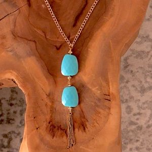 Turquoise Boho Tassel Necklace